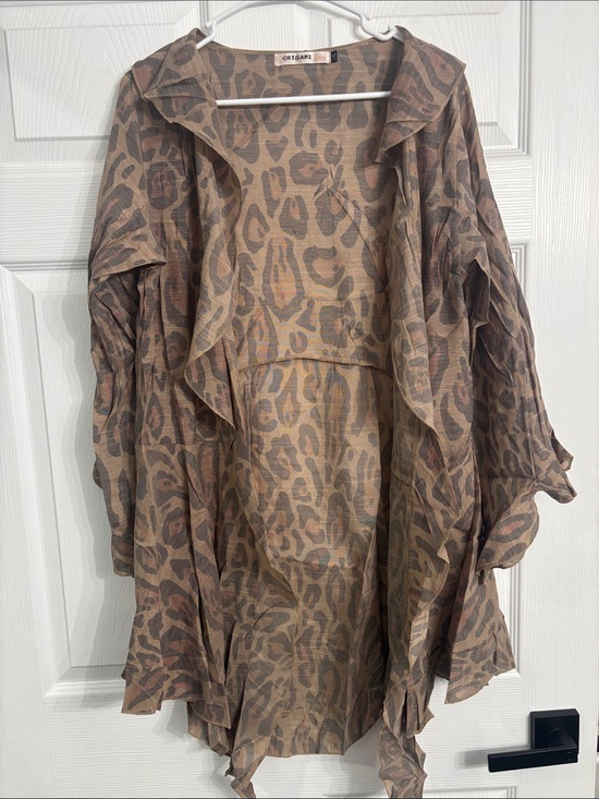 Origami Tops - Origae Leopard Print Open Front Tunic